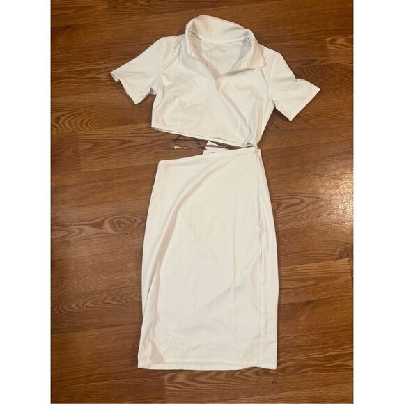 NWT Nike x Jacquemus Cream La Robe Polo Split Midi Dress Small - Picture 2 of 7